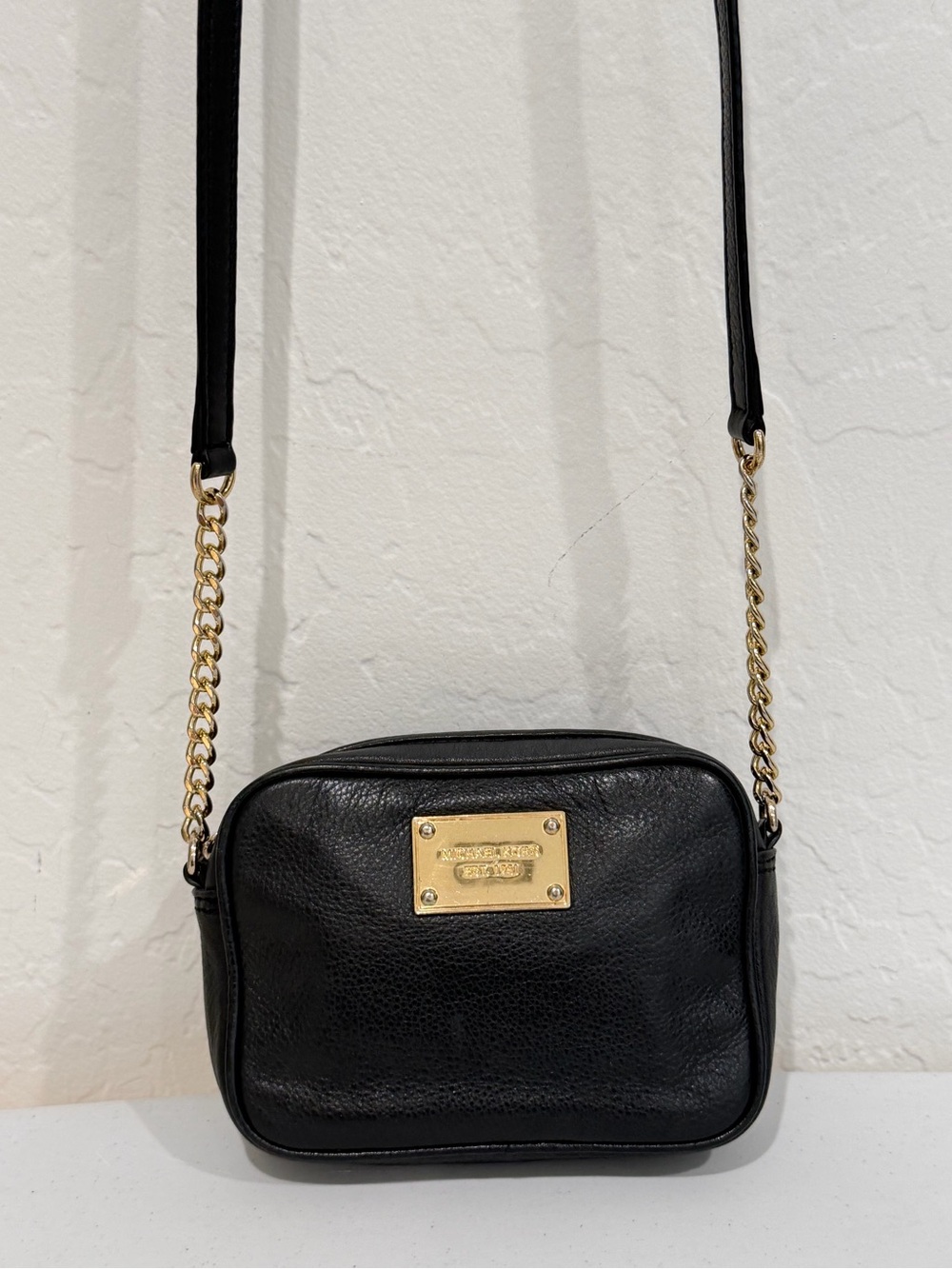 Michael Kors Black Pebbled Leather Mini Camera Crossbody Bag